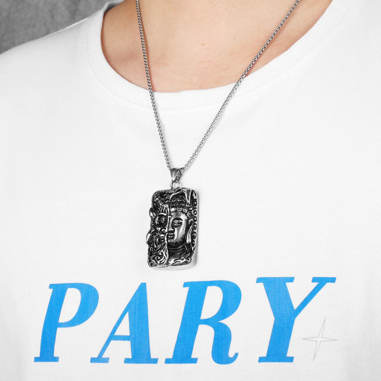 Buddhism Demon| 316L No Fade Stainless Steel Half Devil Half Buddha Amulet Pendant