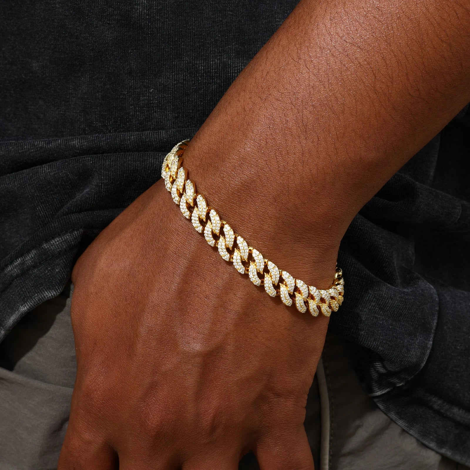 Pattern Of Fire | 10mm 925 Silver Moissanite Diamond Miami Cuban Link Hip Hop Bracelet