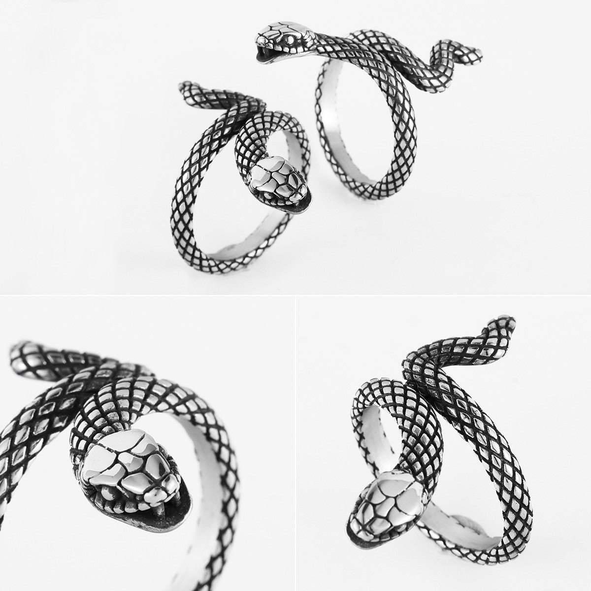 Snake | Solid Stainless Steel Slithering Snake Street Style Men's Rings