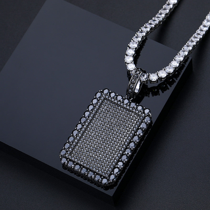 All Black Everything | Moissanite Diamond 925 Silver Iced Blinged Out Dog Tag Hip Hop Pendant