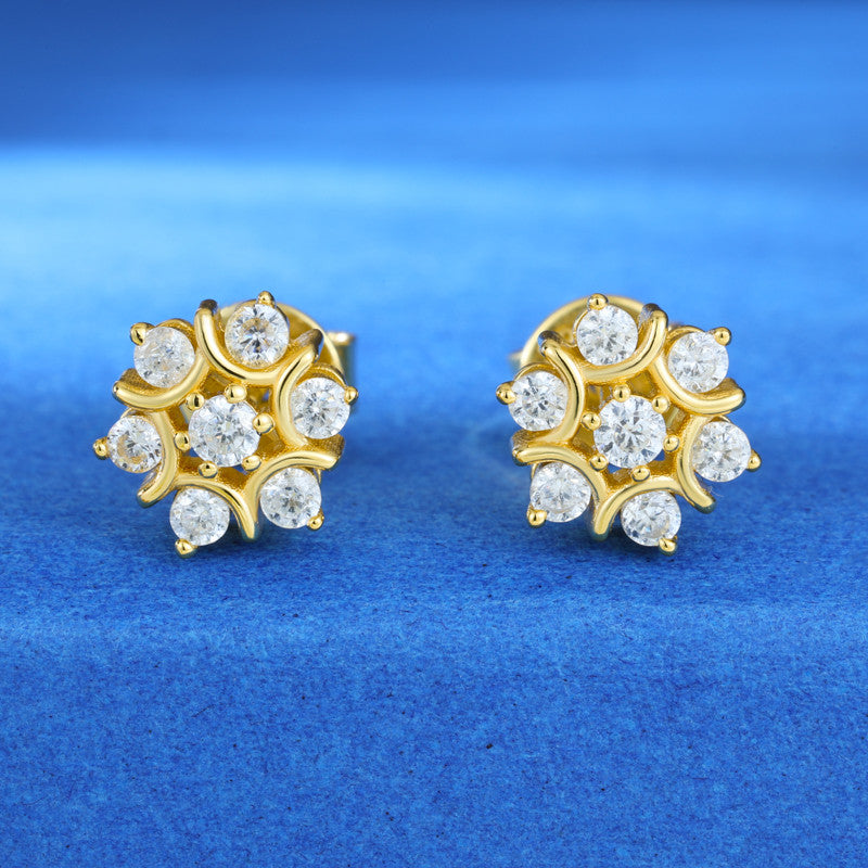 Snow Flower | VVS Moissnaite Diamond Sterling Silver Hip Hop Iced Blinged Out Earrings