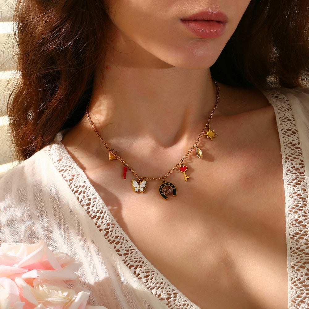 18k Gold Silver Waterproof European and American Hip-Hop Style Pendant Necklace