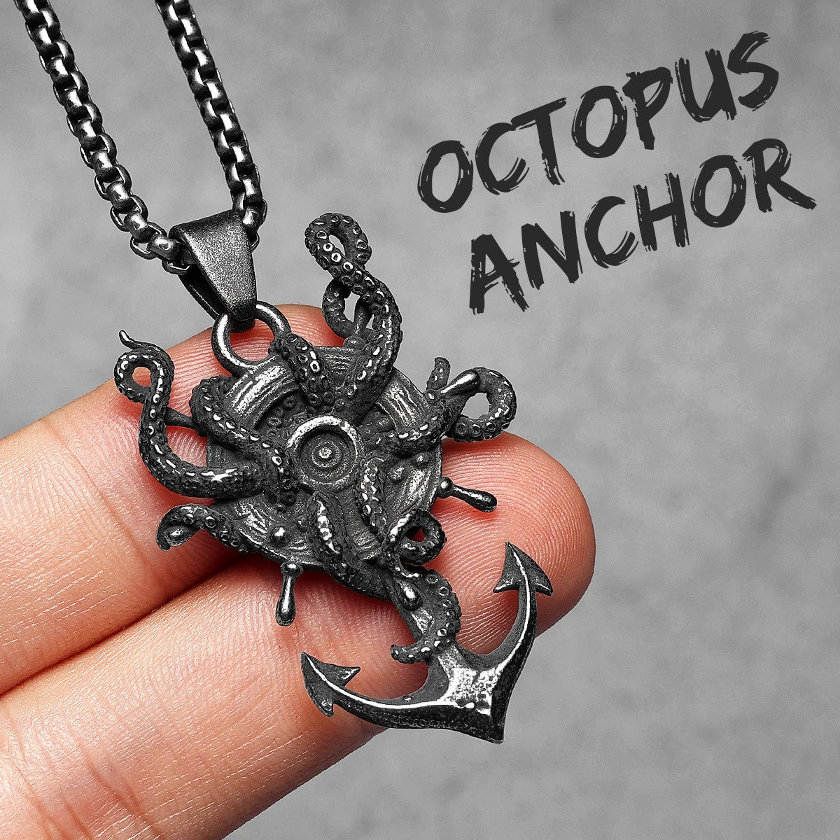 Octopus Anchor | 316L Stainless Steel Vintage Octopus Anchor No Fade Pendant Chain