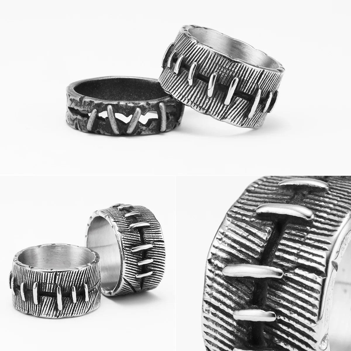 Snitches Get Stitches | 316L No Fade Stainless Steel Retro Style Hip Hop Rings