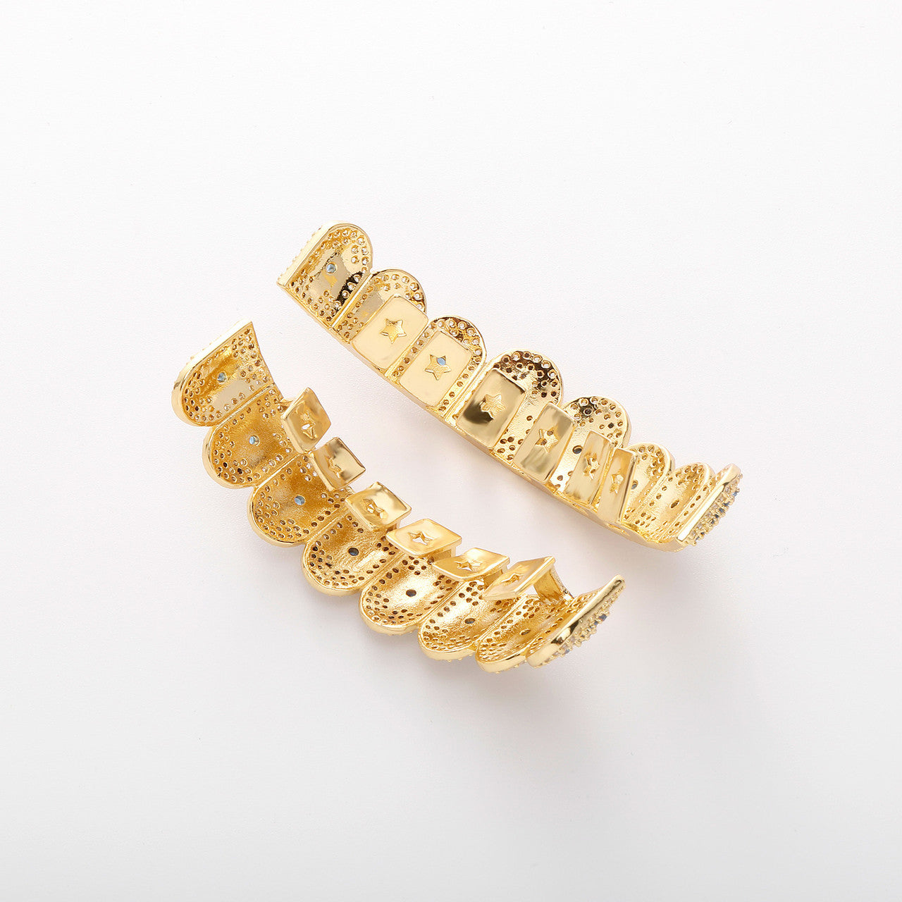 Six Star | VVS Diamond CZ Hip Hop Blue Stone Hip Hop Mouth Teeth Grillz Caps Set