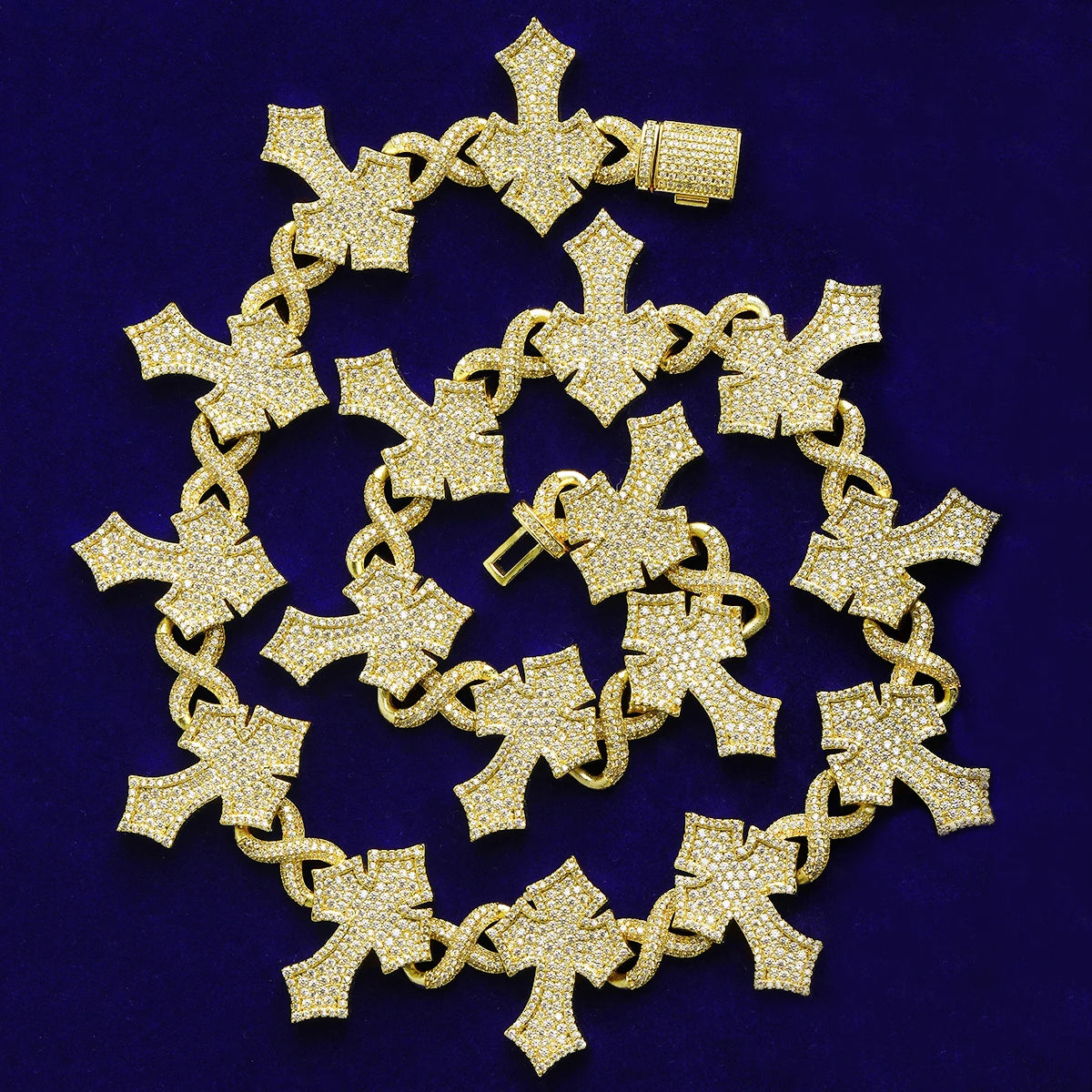 Passion Cross | Flooded Ice 5AA+ VVS CZ Diamond Infinity Link Cross Chain Necklace