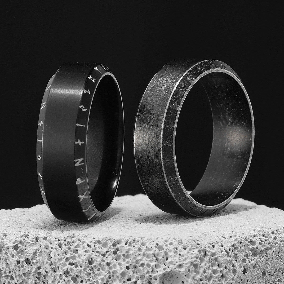 Steel Black Collection | 316L Black Stainless Steel Vintage Look Myth Of Odin Rings
