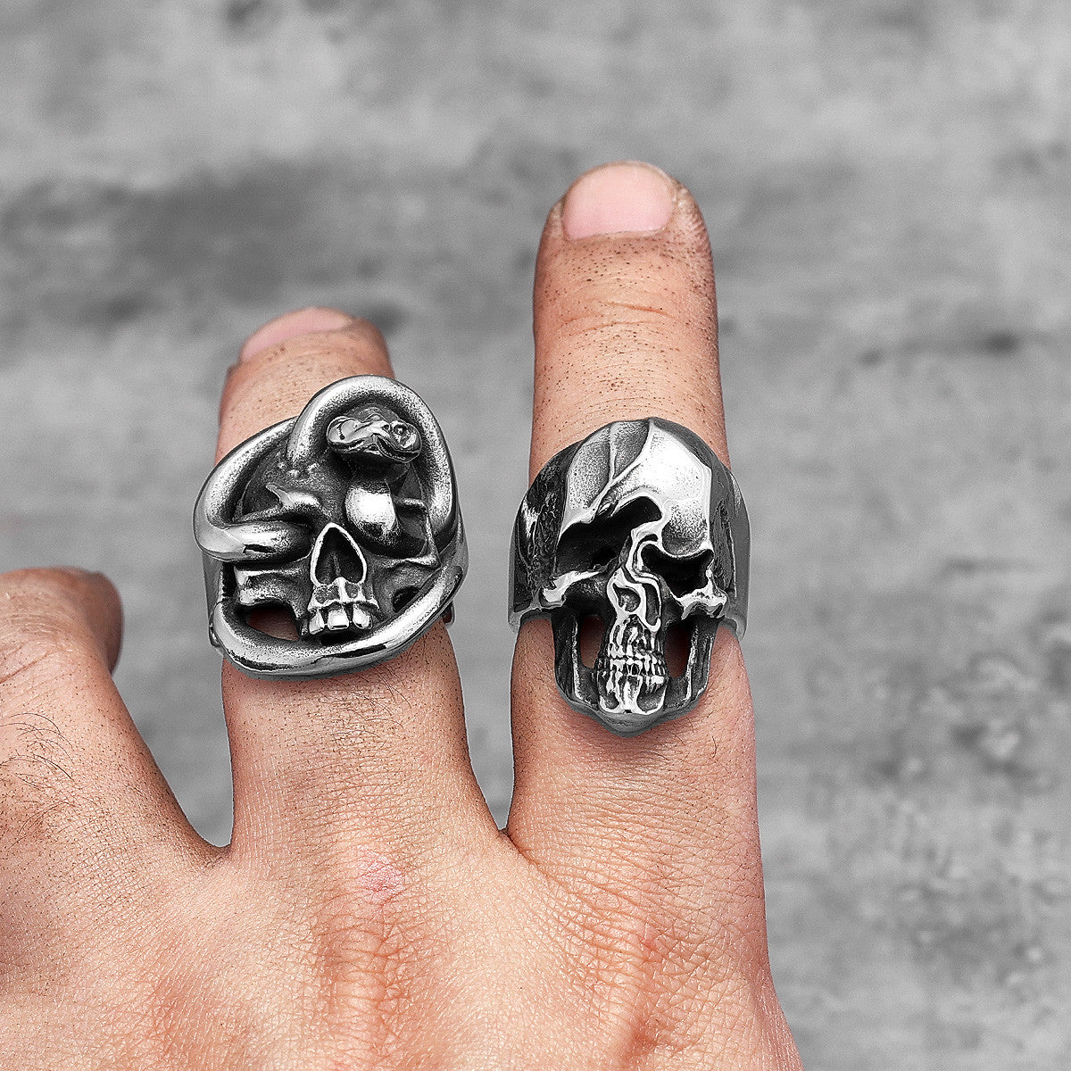 Tortured Soul | 316L No Fade Stainless Steel Disfigured Skull Street Wear Rings
