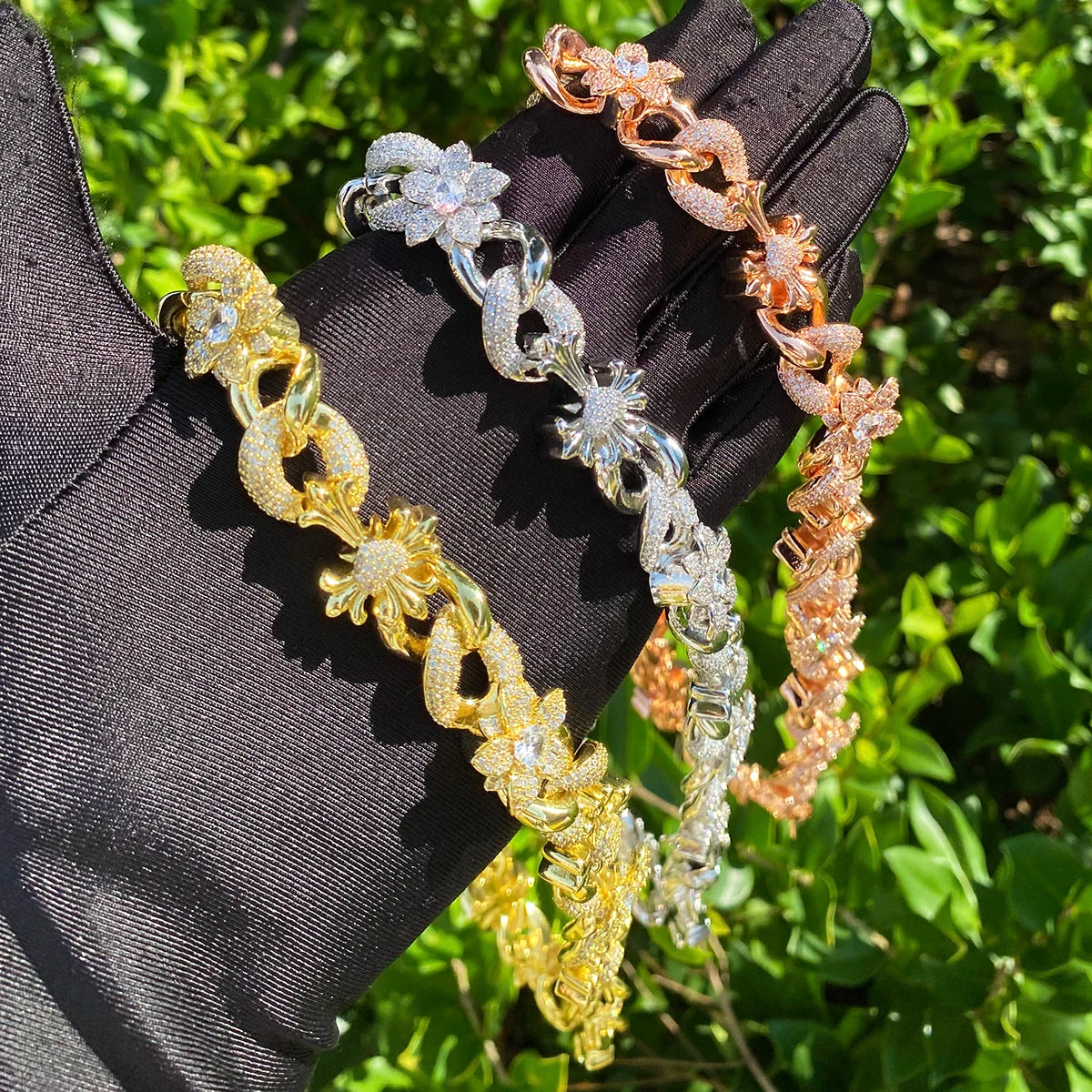 Fleur De Lis Cross | VVS Diamond CZ Flower Cross Hip Hop Cuban Link Chain