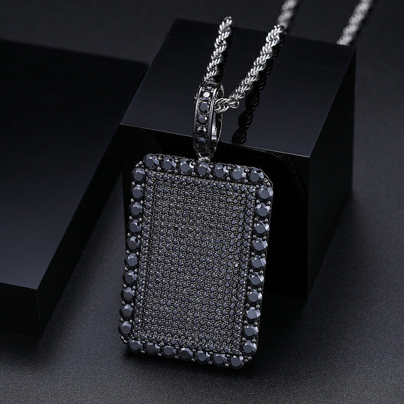 All Black Everything | Moissanite Diamond 925 Silver Iced Blinged Out Dog Tag Hip Hop Pendant