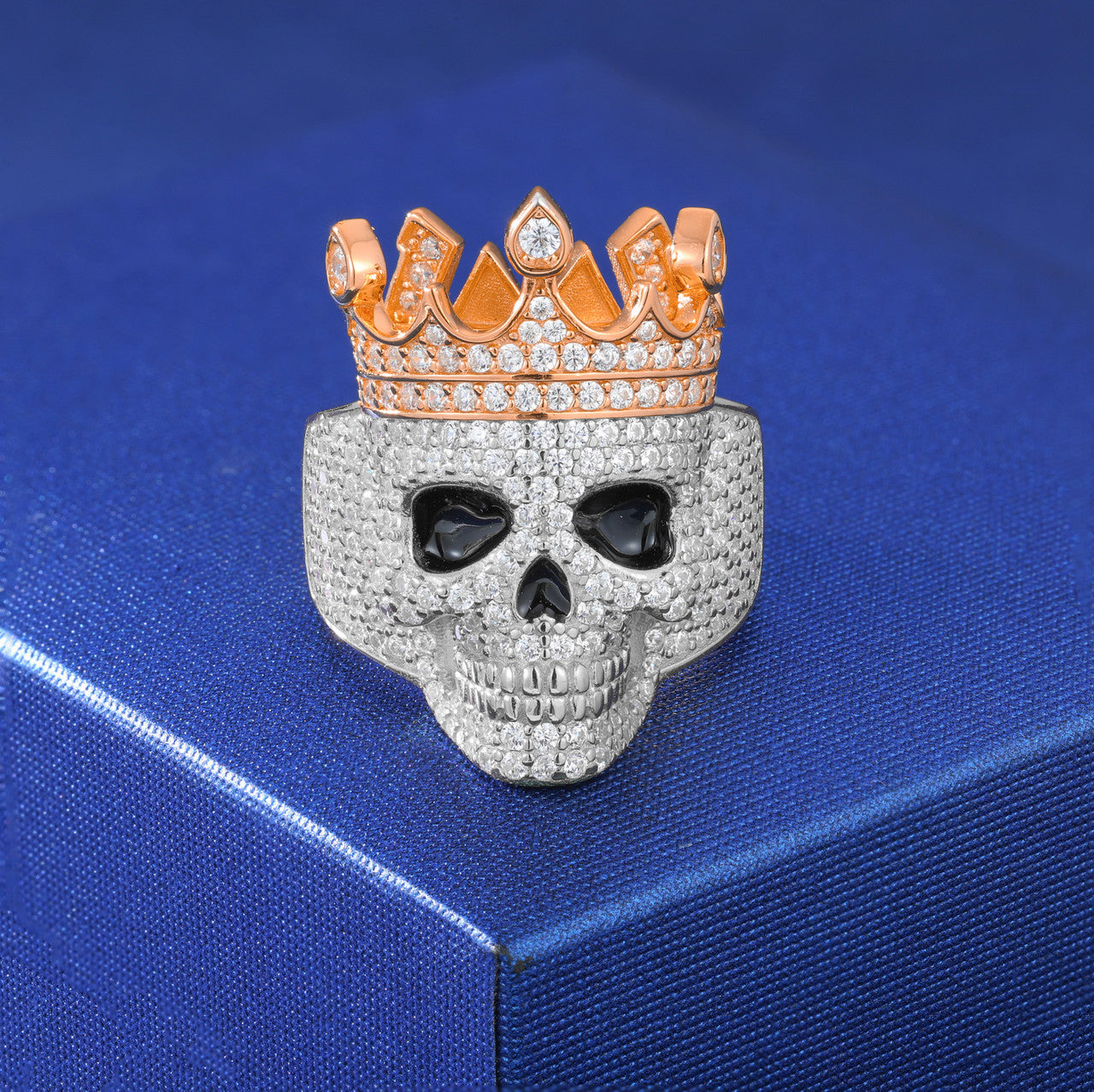 The Death Conqueror | Solid Sterling Silver Moissanite Diamond Crown Skull Hip Hop Ring