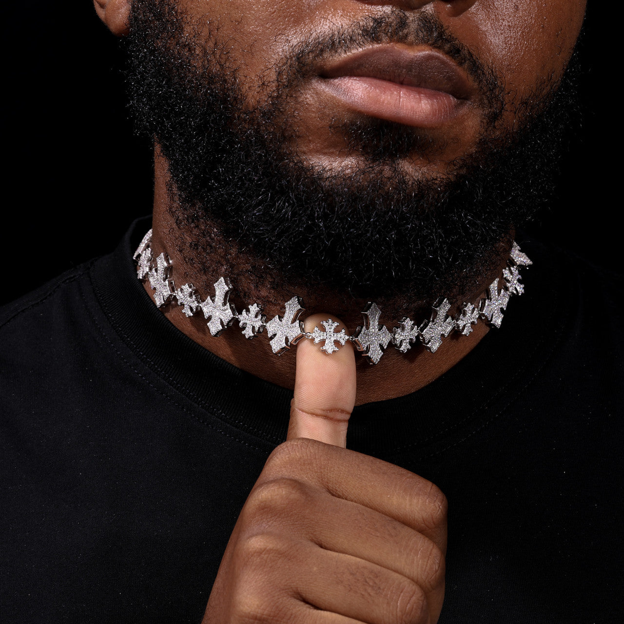 Crossed Link | Solid 925 Sterling Silver Moissanite Diamond Cross Link Hip Hop Chain