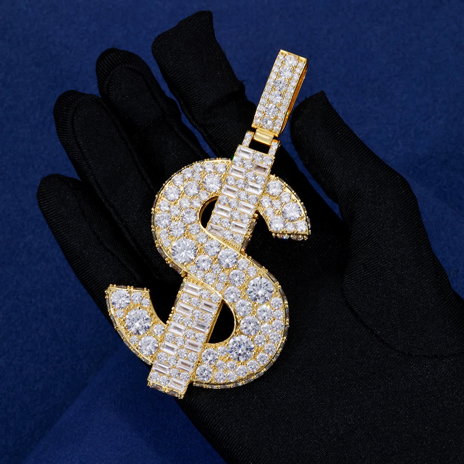 Big Dollars | Hip Hop 925 Silver I Make Big Dollars Moissanite Dollar Sign Pendant