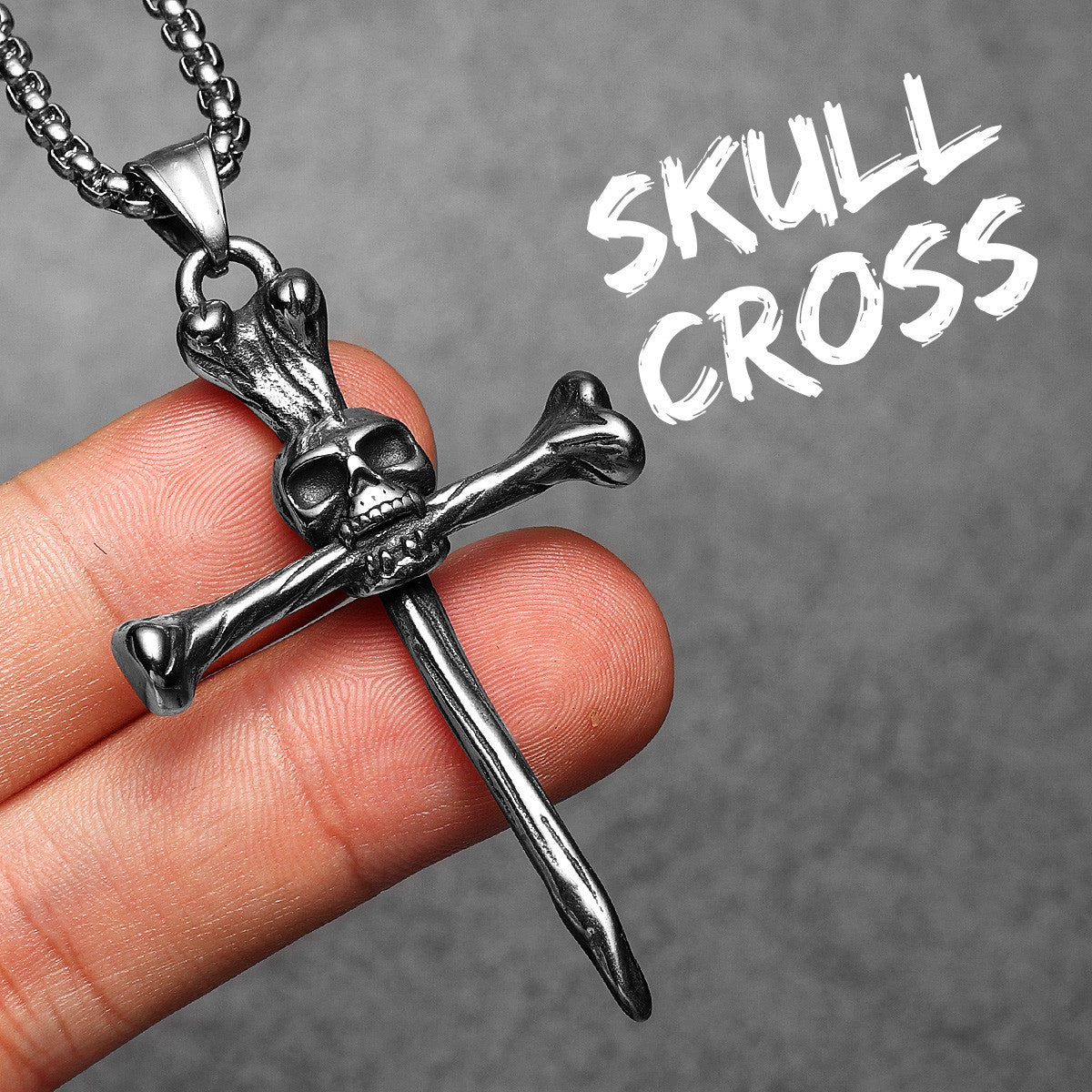 Skull and Bones | 316L Stainless Steel Symbolic Street Style Cross Pendant