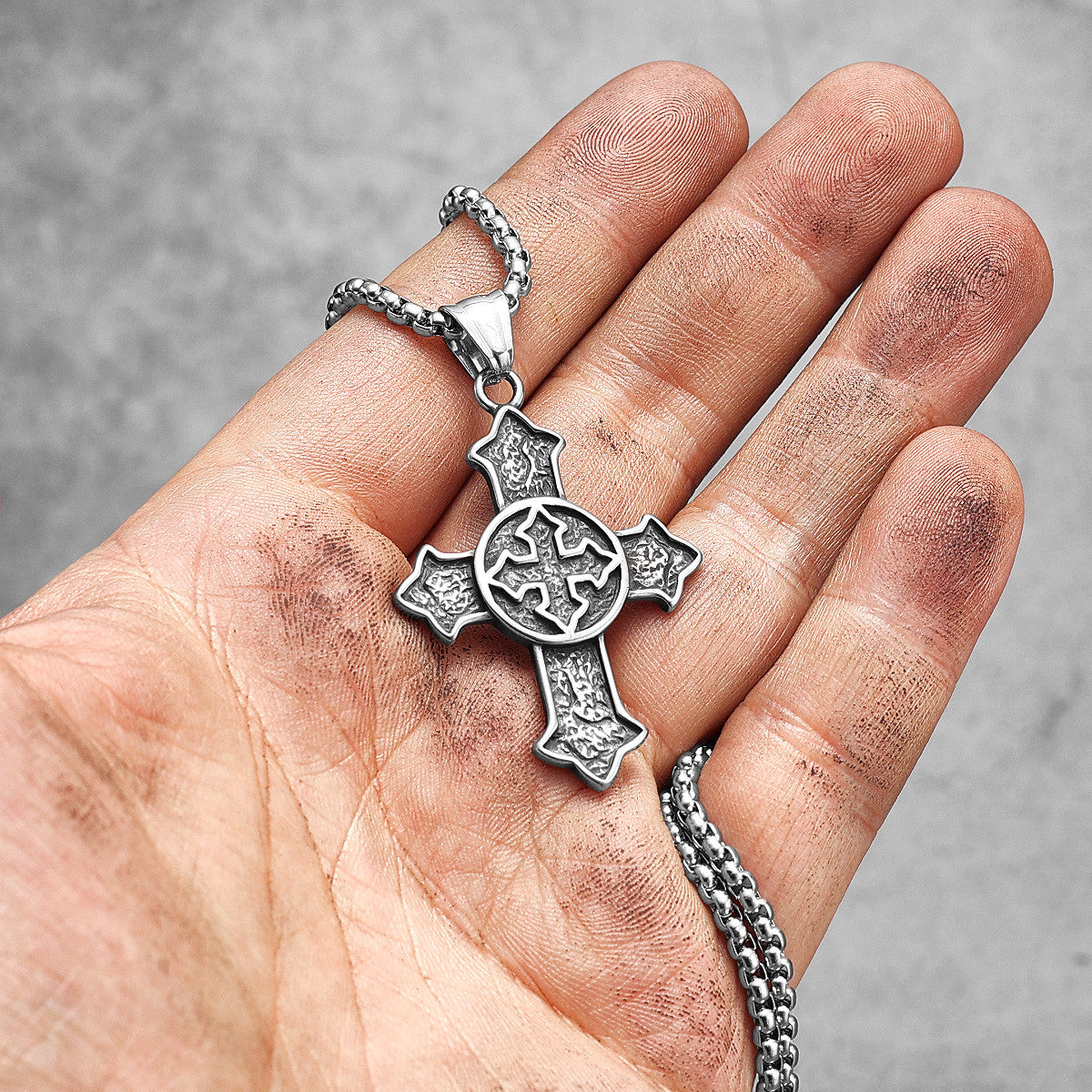 Circle Of Light | Solid Stainless Steel Christian Religion Hip Hop Cross Pendant