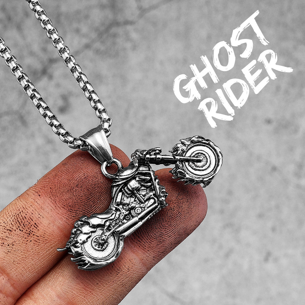 Ghost Rider | Street Wear No Fade Stainless Steel Motor Cycle Bike Pendant Chain Necklace