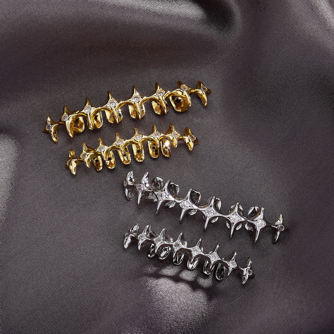 North Star | VVS Diamond CZ Slick Full Mouth Tooth Teeth Hip Hop Mouth Grillz Set