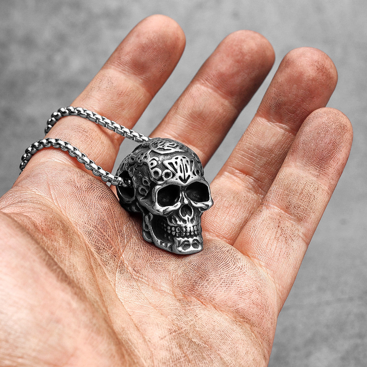 Carved Skull | No Fade Solid Stainless Steel Street Style Pendant Chain Necklace
