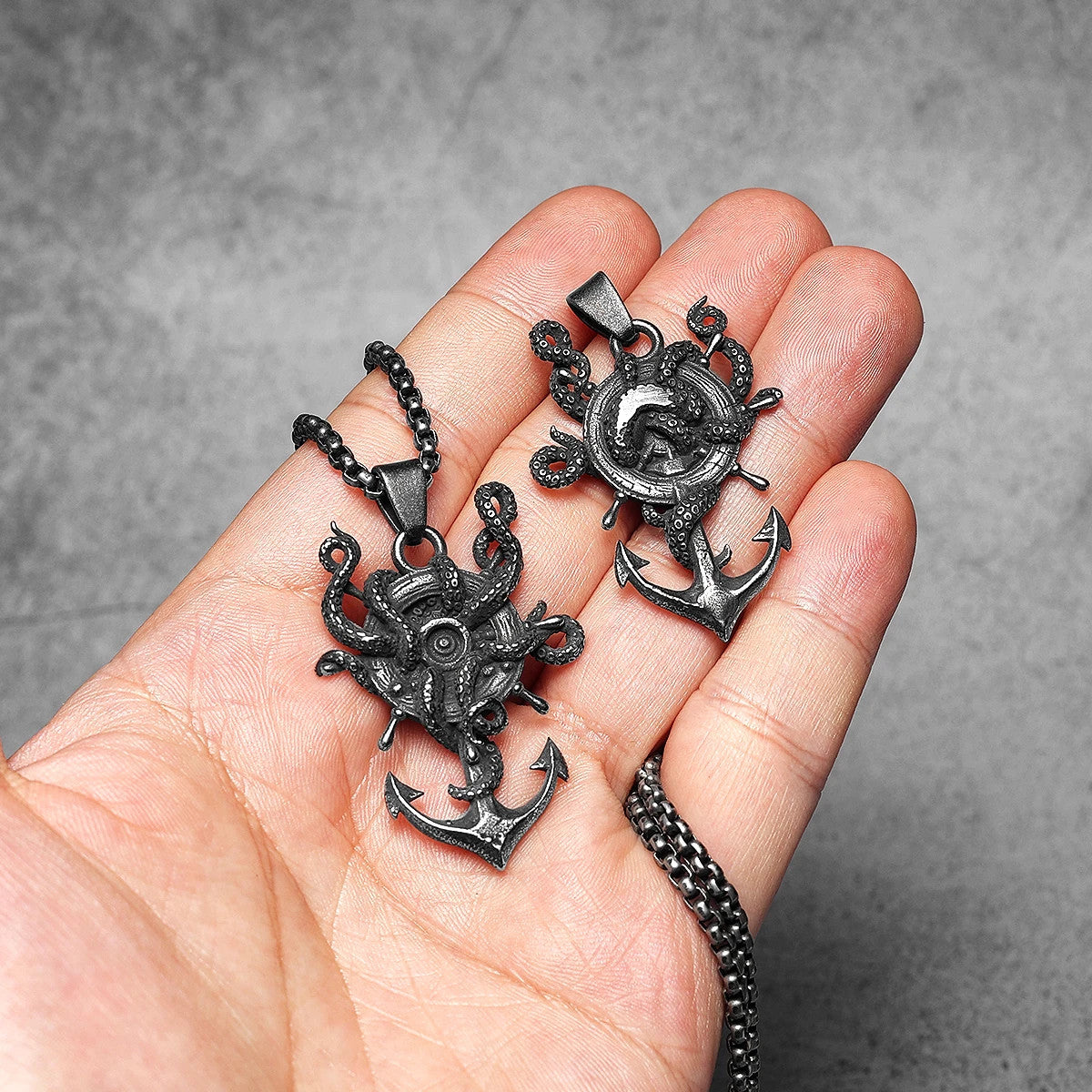 Octopus Anchor | 316L Stainless Steel Vintage Octopus Anchor No Fade Pendant Chain