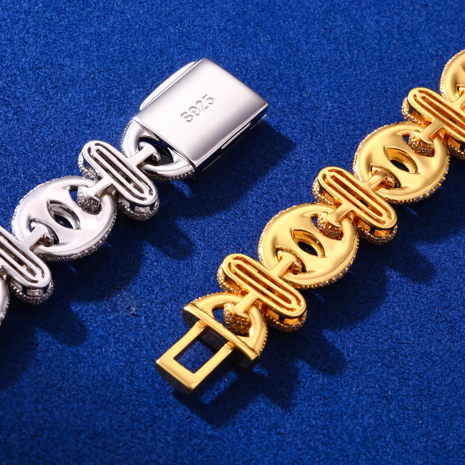 Good Triumphs Evil | Moissanite Diamond 925 Silver Iced Blinged Out Clover Link Bracelet