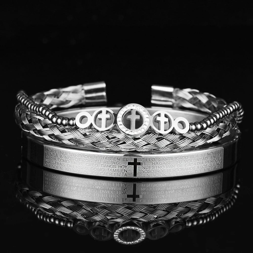 Spanish Charm | VVS Diamond CZ Luxury No Fade Stainless Steel 3 Piece Bracelet Set
