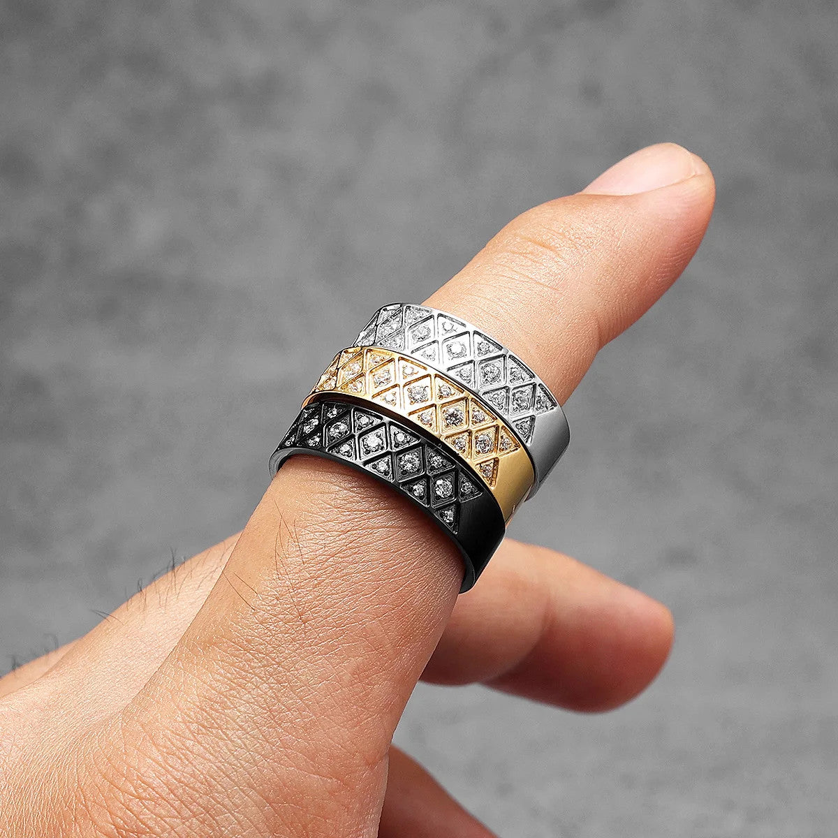 Ancient Aesthetic | 14k Gold Black Over Solid No Fade Stainless Steel Gemstone Rings
