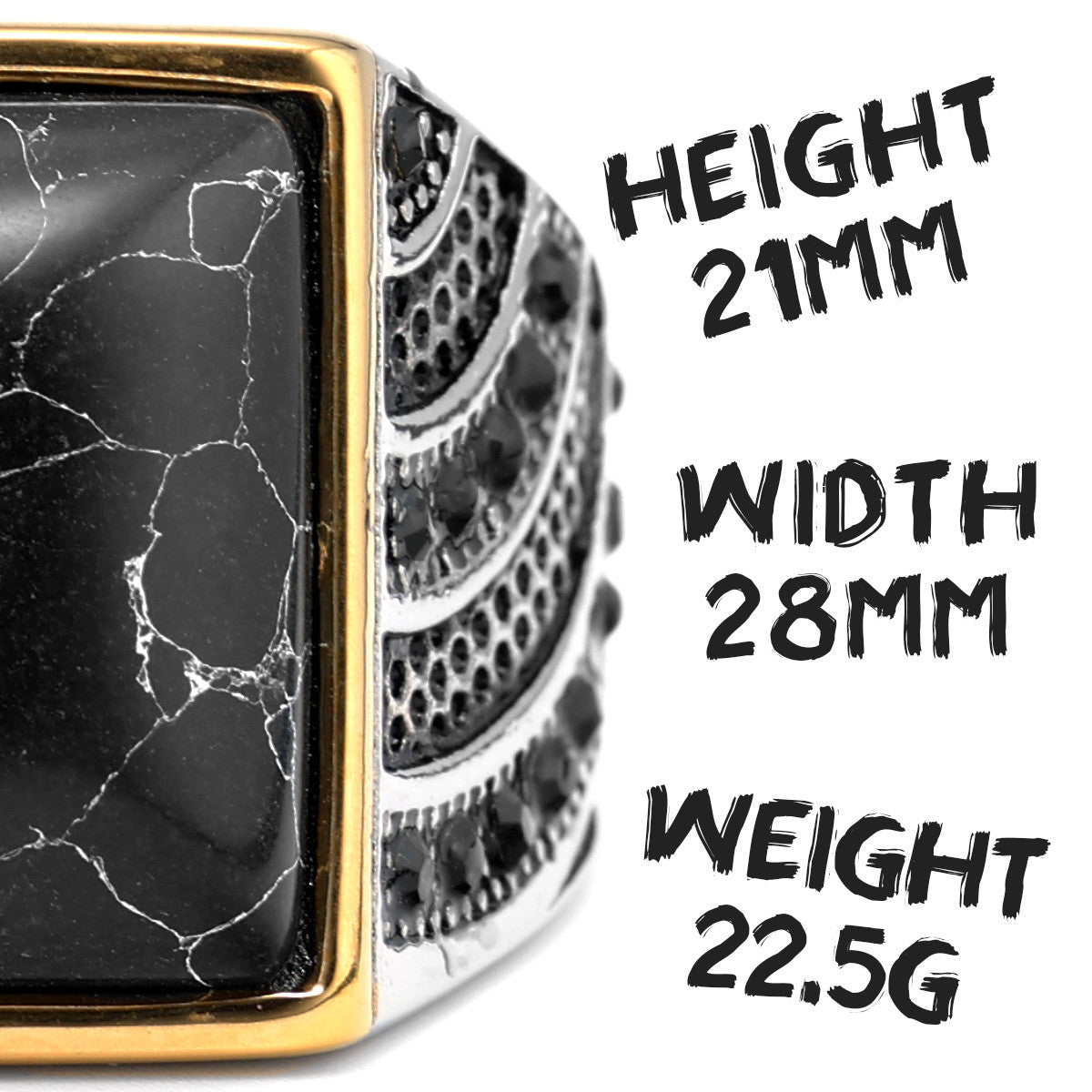 The Blackstone | 316L No Fade Stainless Steel Simple Gemstone Hip Hop Ring