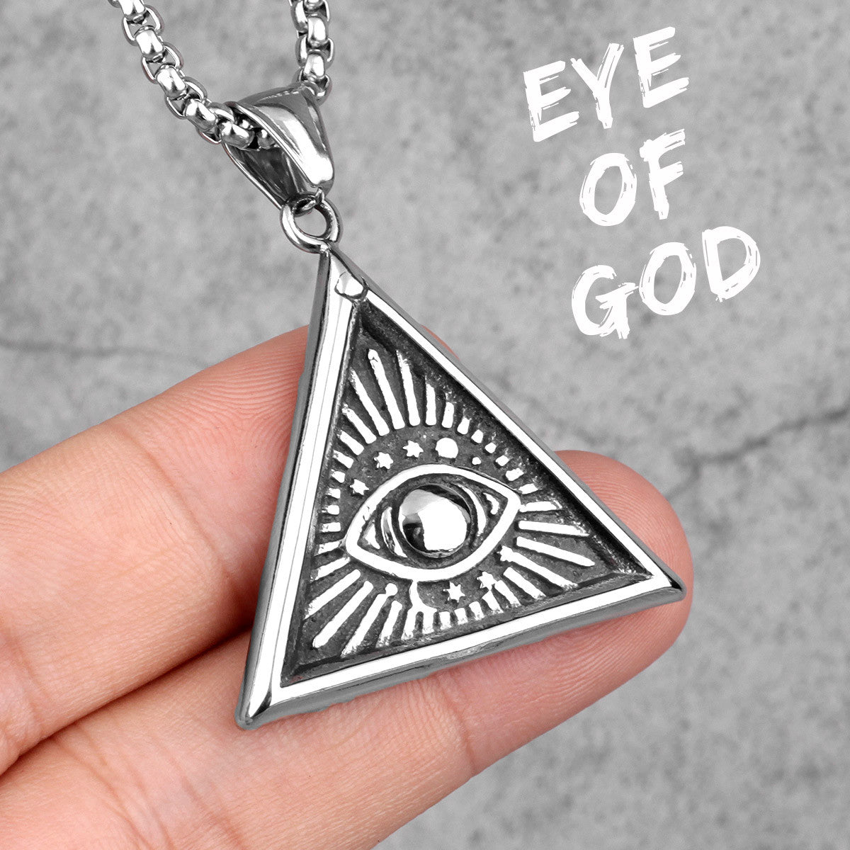 Eye of God | No Fade Solid Stainless Steel Hip Hop All Seeing Eye Triangle Pendant