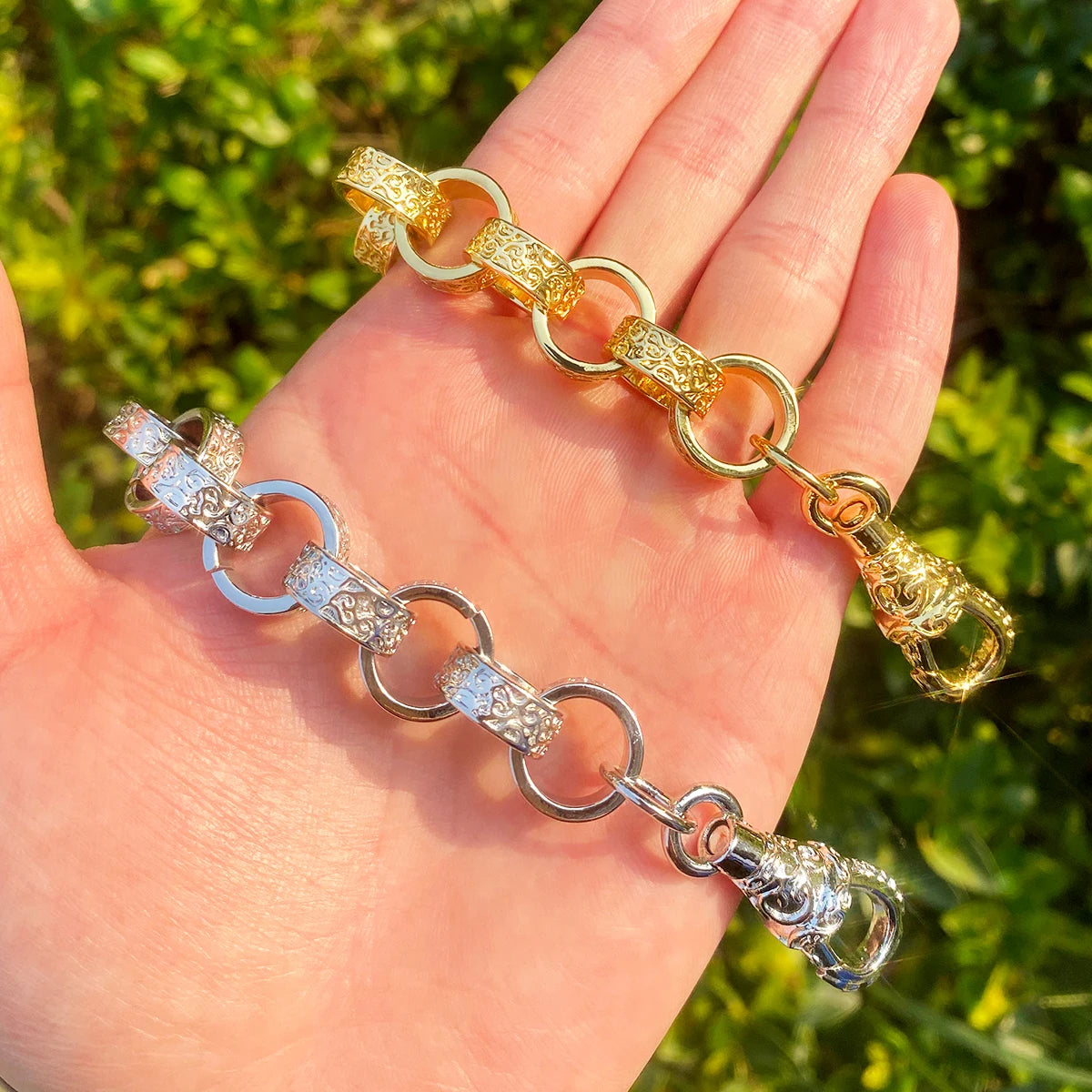Filigree Bracelet II | 15mm Rolo Link 24k Gold 925 Silver Belcher Clasp Hip Hop Bracelet