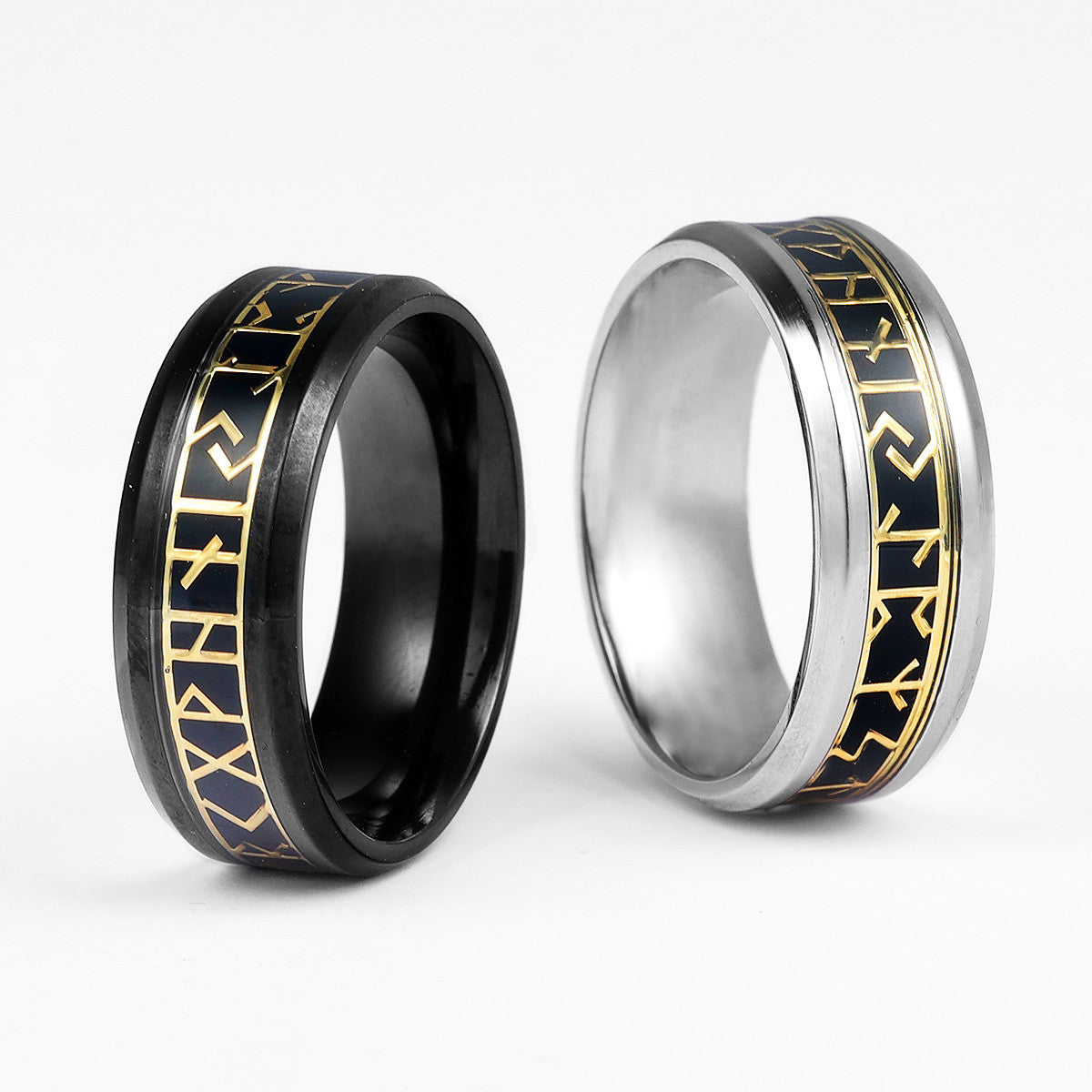 Alphabet | Simple Nordic Viking Runes Stainless Steel Unique Personality Men's Rings