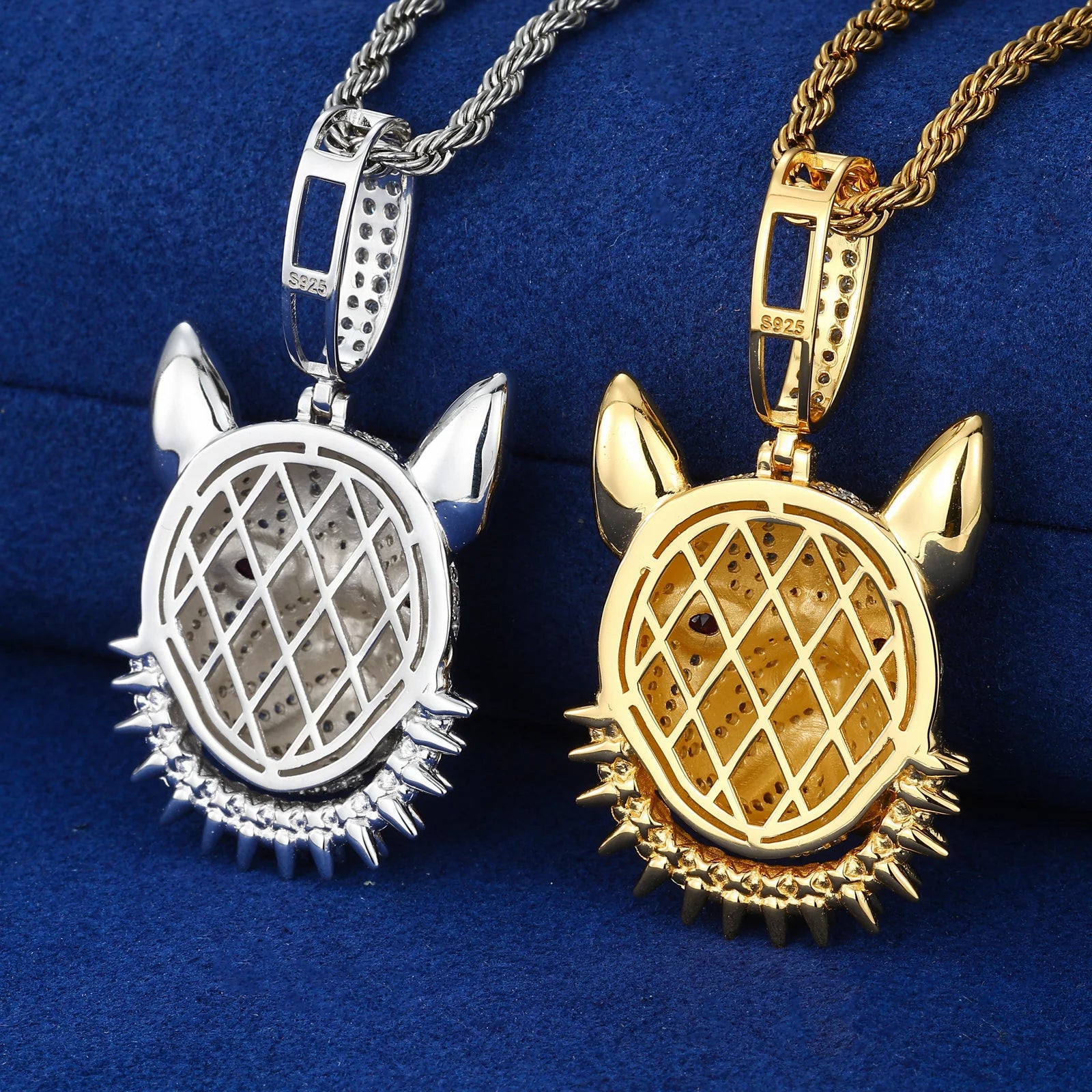 Frenchie | Moissanite Diamond 925 Sterling Silver Spiked Collar French Bull Dog Hip Hop Pendant