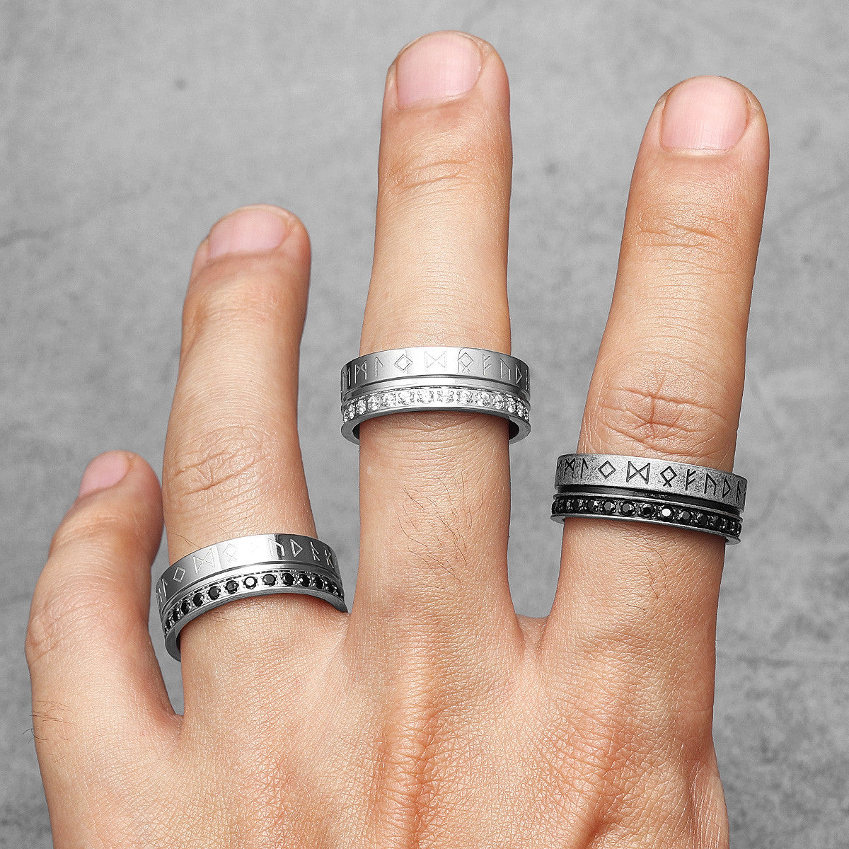 The Viking | No Fade Solid 316L CZ Stone Stainless Steel Street Style Rings