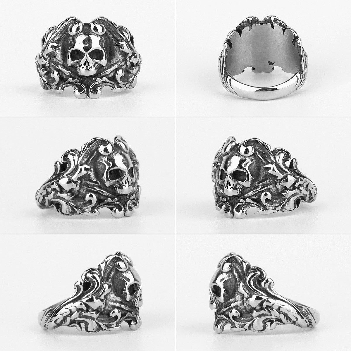 Blooming Flowers | No Fade 316L Stainless Steel Men's Street Style Skull Ring