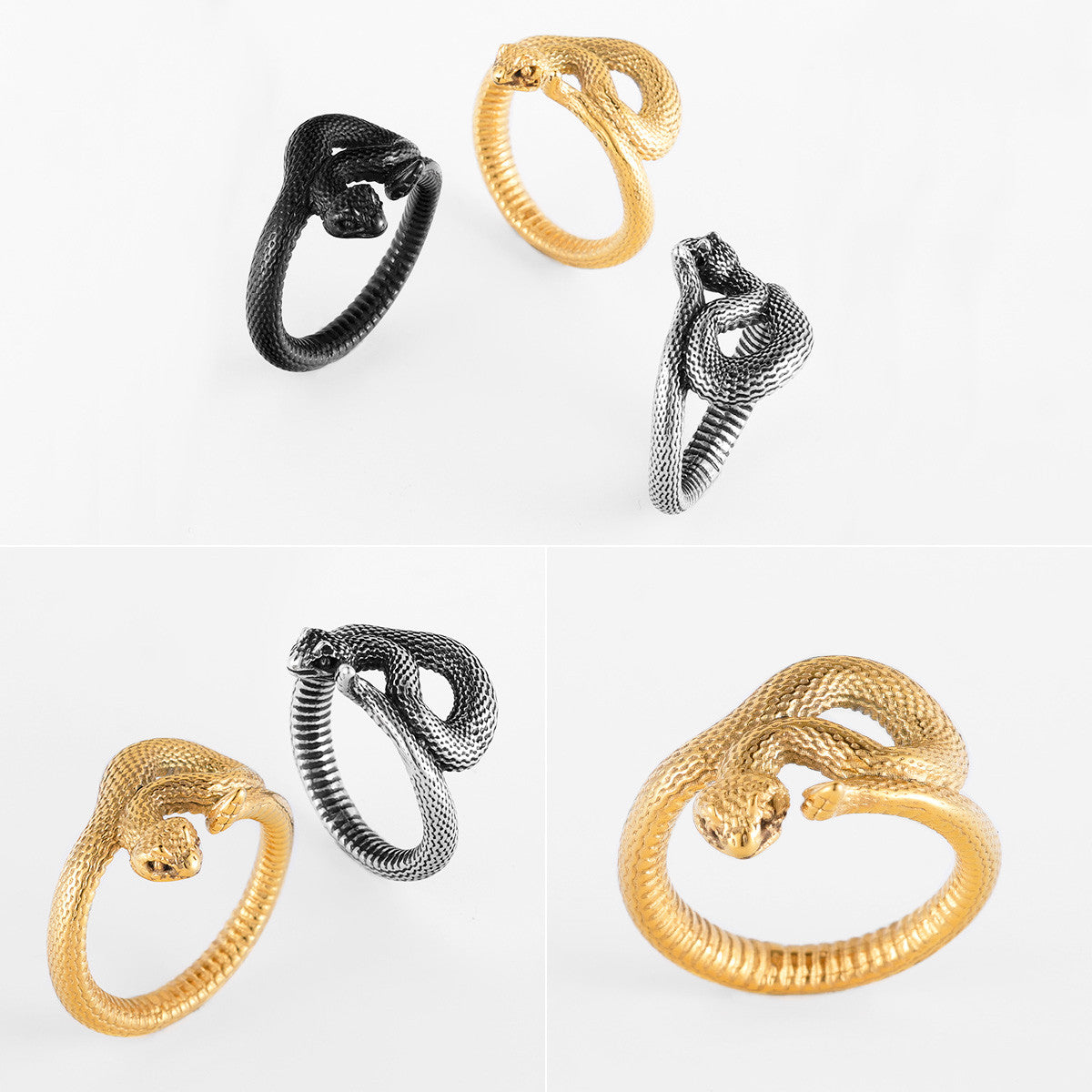 Coiled Viper | Stainless Steel Snake In The Grass Street Wear Hip Hop Rings