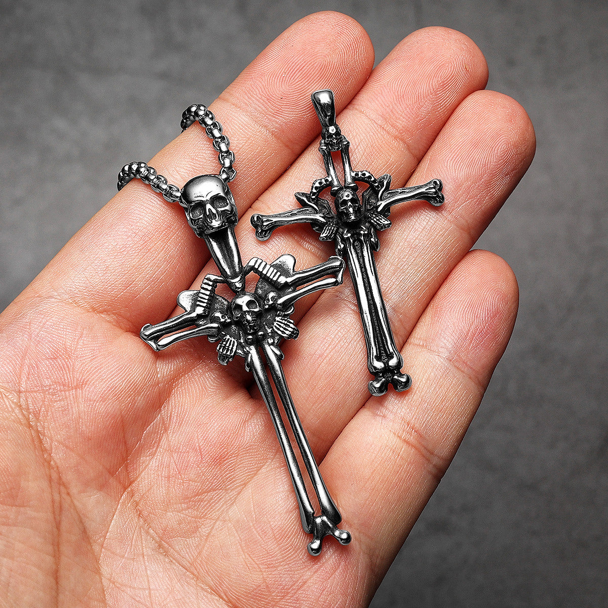 Cross Skull | Mens Solid Stainless Steel Designer Cross Hip Hop Street Wear Pendant