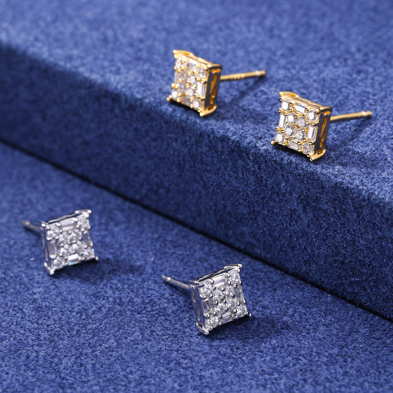 Certified Baguette Cut Moissanite Diamond 925 Solid Sterling Silver Hip Hop Stud Earring