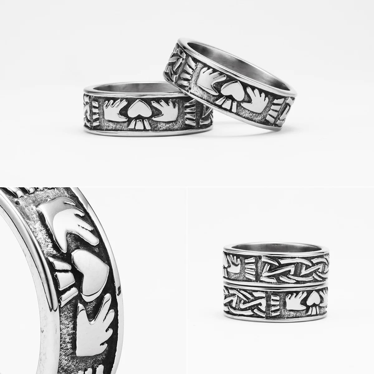 Engagement | Cute Heart Couples No Fade Solid Stainless Steel Lovers Rings