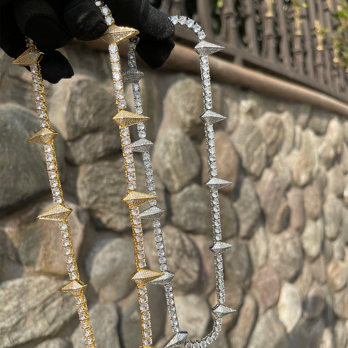 Iced Spike II | Designer Prong Set Cluster Stone Flooded Ice Hip Hop Chain Necklace