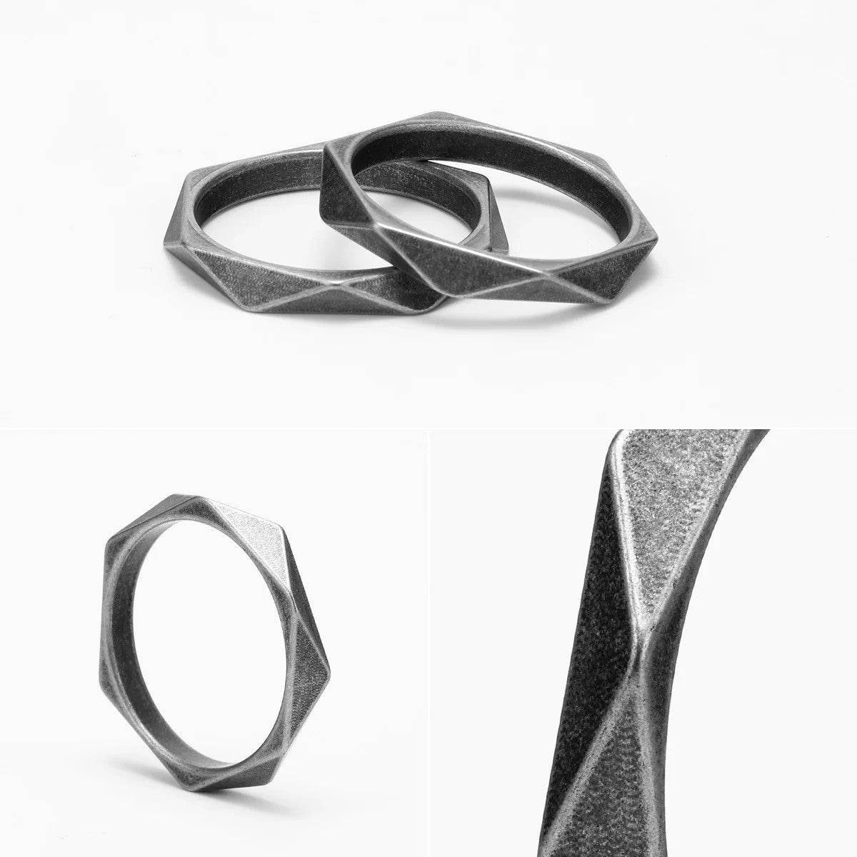 Rhombic | 316L No Fade Stainless Steel Geometric Cut Men's Designer Ring