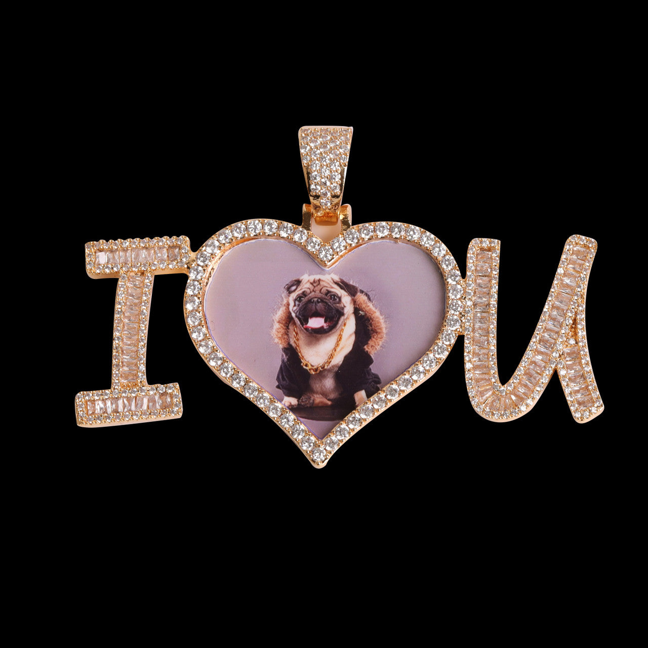 I Love You | Custom Heart Photo Picture Iced Blinged Out Memories Pendant