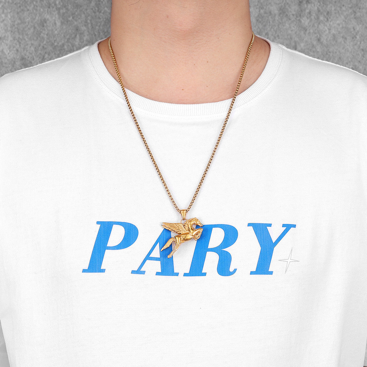 Pegasus | 14k Gold Over Solid Stainless Steel Winged Horse Chain Necklace