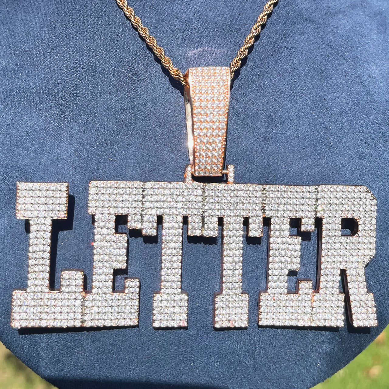 FlatLand | Flat Squared Iced Block Retro Custom Name Plate Hip Hop Pendant
