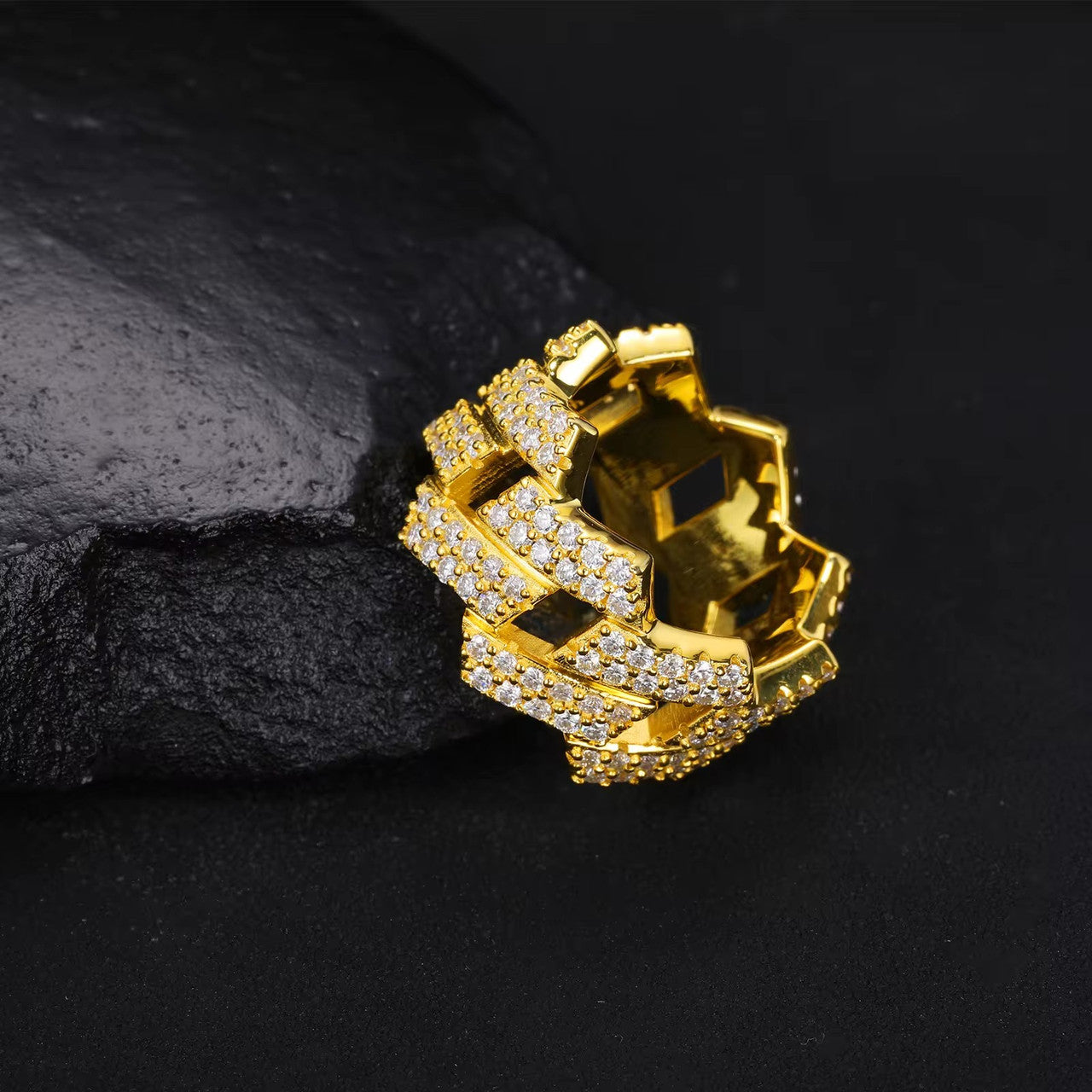 Ring of Ice | Cuban Link Moissanite Diamond 925 Solid Sterling Silver Hip Hop Rings