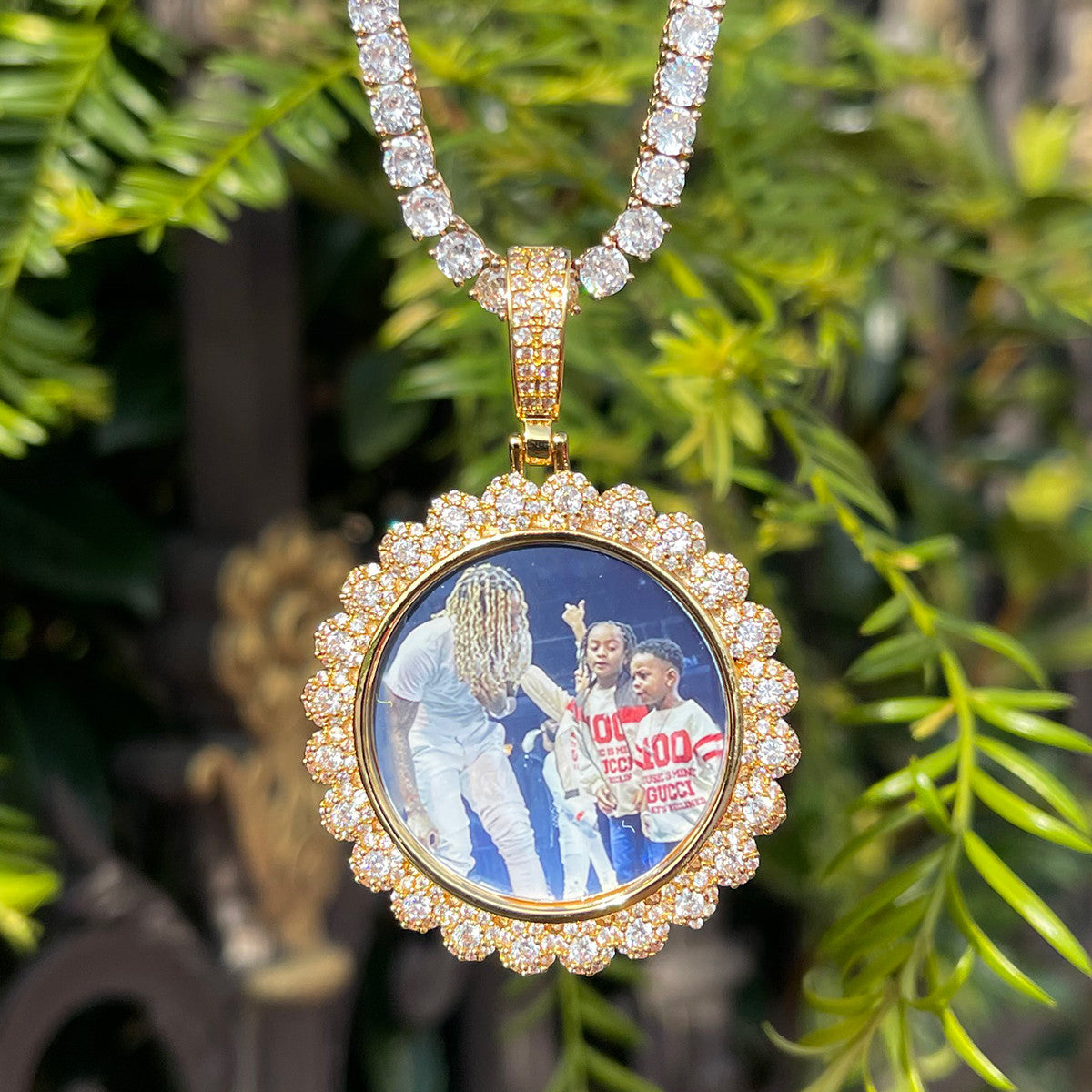 Photo Bomb | Custom Made VVS Diamond CZ Cluster Stone Picture Necklace