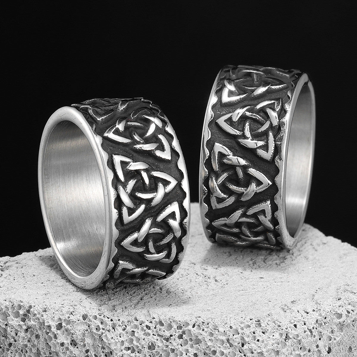 Odin's Triangle | Nordic Viking Celtic Knot Solid Stainless Steel Street Style Rings
