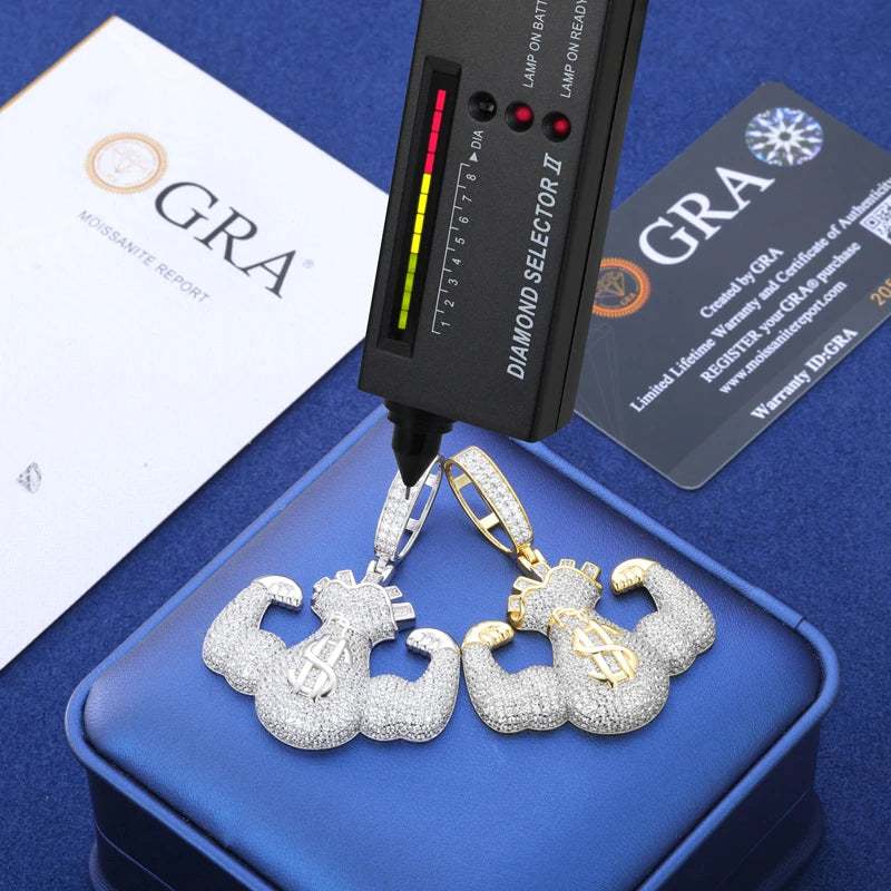 Money Strong | Moissanite Diamond Solid Silver Iced Blinged Out Pendant