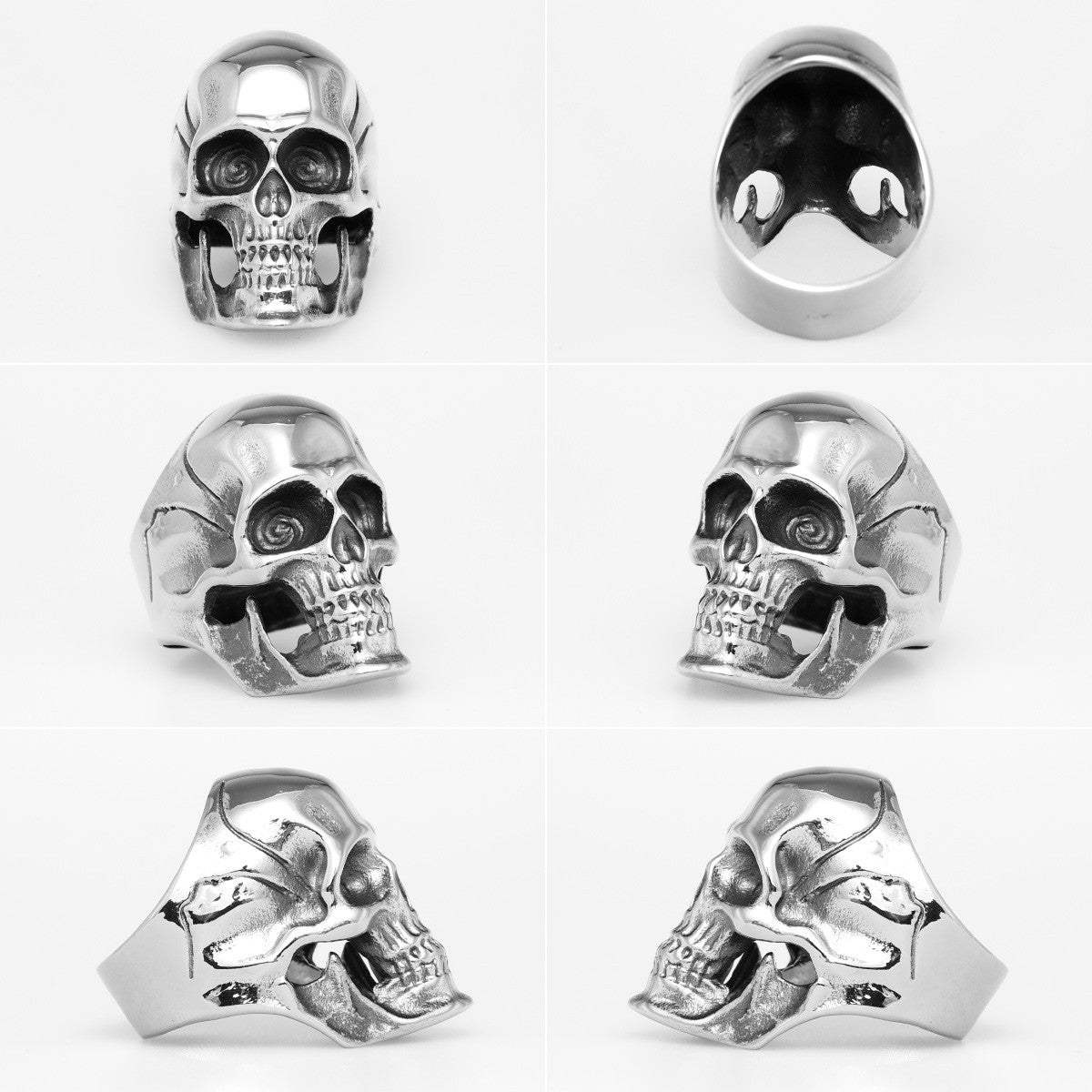 Mens 316L Stainless Steel Dominant Man Skull Street Wear Rings