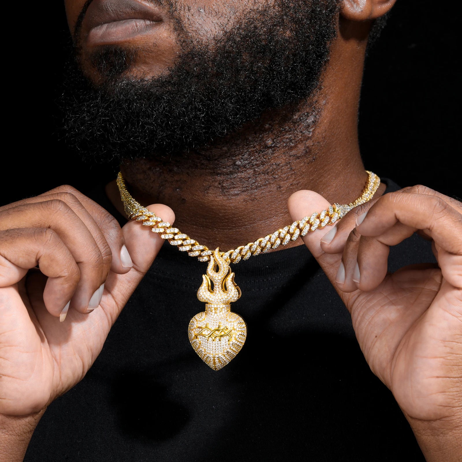 Hearts Of Fire | Moissante Diamond 925 Silver Jesus Heart Crown Of thorns Hip Hop Pendant