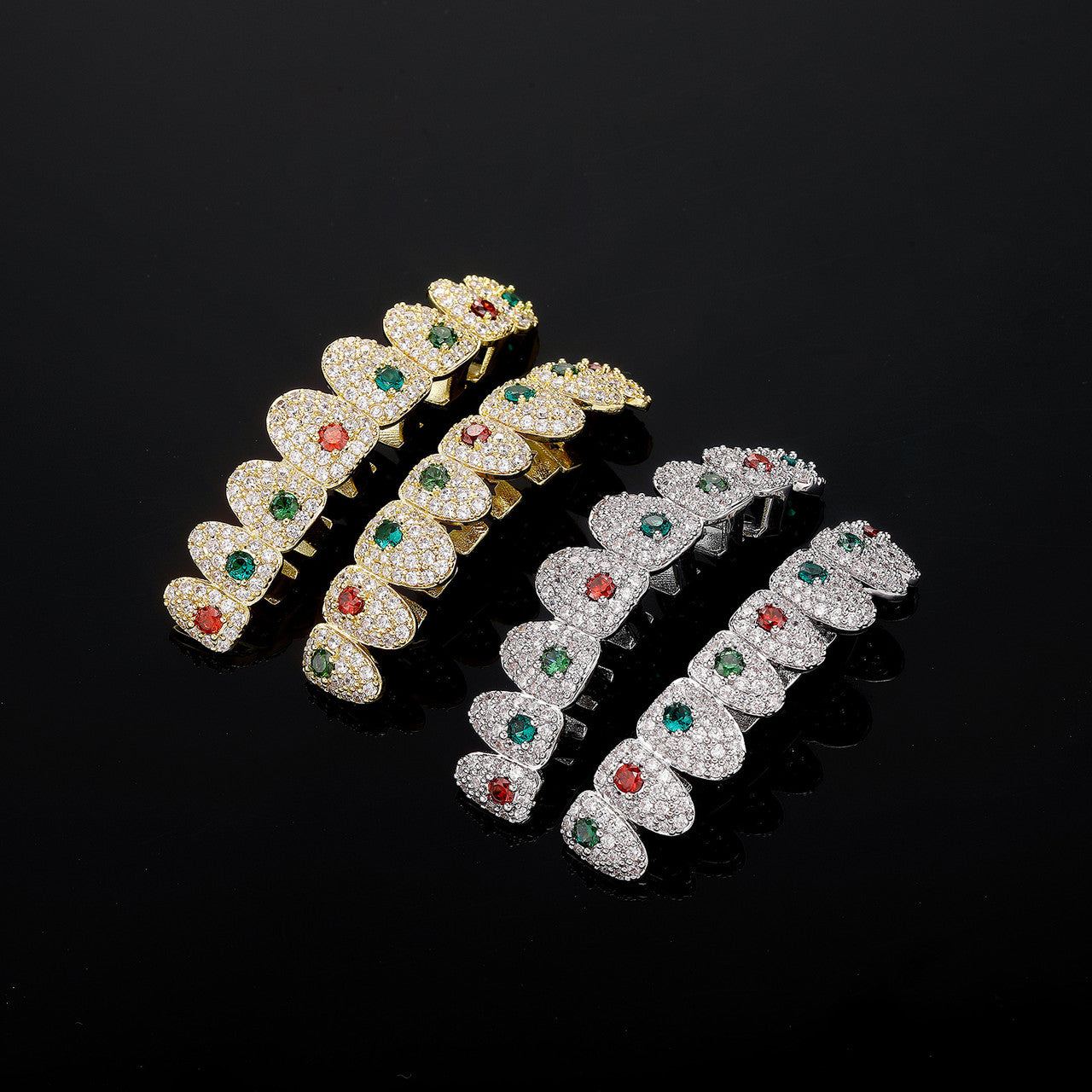 Color Connect | VVS Diamond CZ 4 Prong Gemstone Hip Hop Mouth Teeth Grillz Caps Set