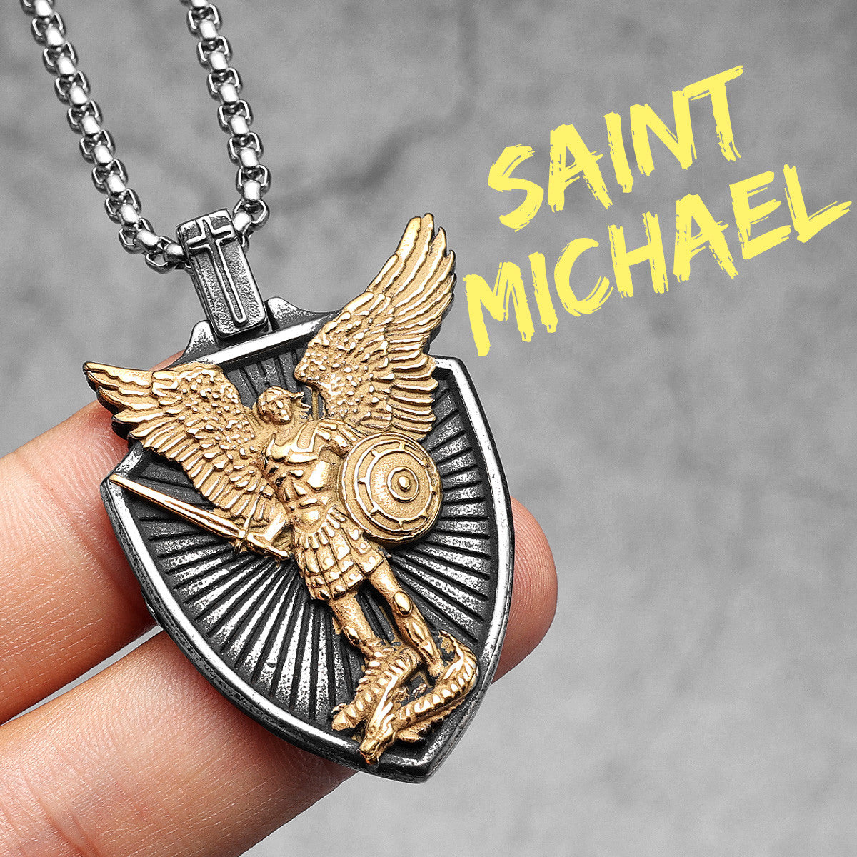 Saint Michael | 316L Stainless Steel Archangel Guardian Shield or Protection Pendant